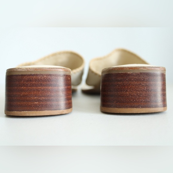 Apostrophe Jaclyn Cream Leather Sandals Floral Whipstitch Women’s Shoes Size 8 - Picture 6 of 10